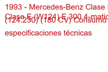 1993 - Mercedes-Benz Clase E
Clase E (W124) E 300 4-matic (124.230) (180 CV) Consumo y especificaciones técnicas