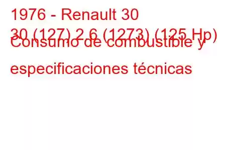 1976 - Renault 30
30 (127) 2.6 (1273) (125 Hp) Consumo de combustible y especificaciones técnicas