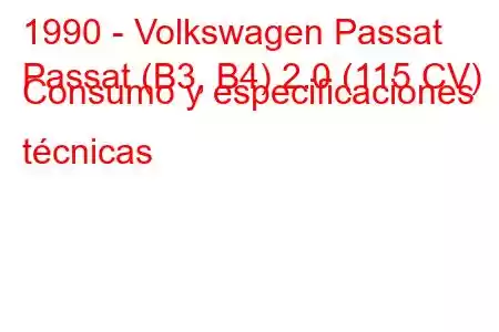 1990 - Volkswagen Passat
Passat (B3, B4) 2.0 (115 CV) Consumo y especificaciones técnicas