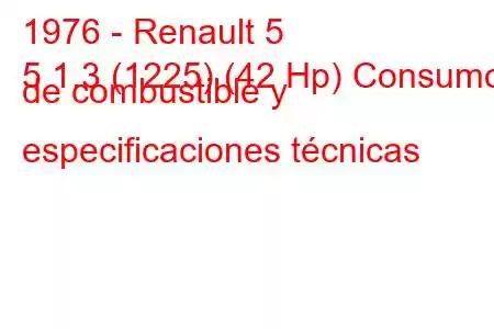 1976 - Renault 5
5 1.3 (1225) (42 Hp) Consumo de combustible y especificaciones técnicas