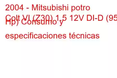 2004 - Mitsubishi potro
Colt VI (Z30) 1.5 12V DI-D (95 Hp) Consumo y especificaciones técnicas