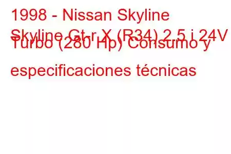 1998 - Nissan Skyline
Skyline Gt-r X (R34) 2.5 i 24V Turbo (280 Hp) Consumo y especificaciones técnicas