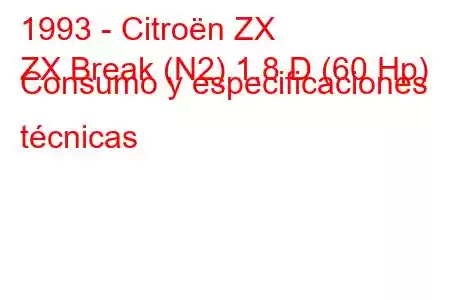 1993 - Citroën ZX
ZX Break (N2) 1.8 D (60 Hp) Consumo y especificaciones técnicas