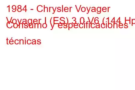 1984 - Chrysler Voyager
Voyager I (ES) 3.0 V6 (144 Hp) Consumo y especificaciones técnicas