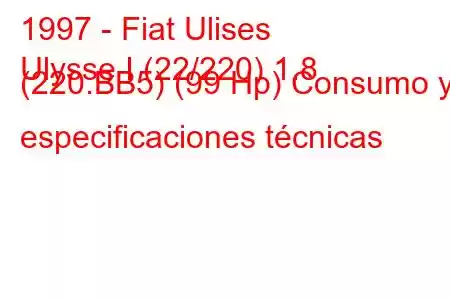 1997 - Fiat Ulises
Ulysse I (22/220) 1.8 (220.BB5) (99 Hp) Consumo y especificaciones técnicas