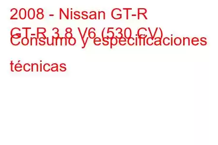 2008 - Nissan GT-R
GT-R 3.8 V6 (530 CV) Consumo y especificaciones técnicas