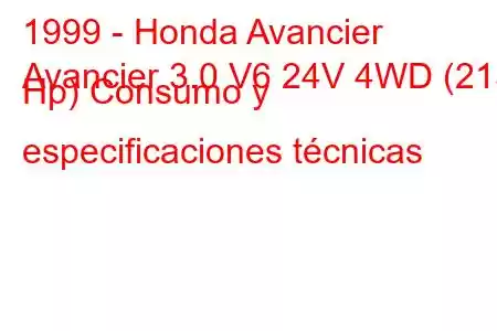 1999 - Honda Avancier
Avancier 3.0 V6 24V 4WD (215 Hp) Consumo y especificaciones técnicas