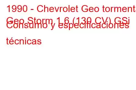 1990 - Chevrolet Geo tormenta
Geo Storm 1.6 (130 CV) GSi Consumo y especificaciones técnicas