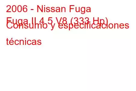 2006 - Nissan Fuga
Fuga II 4.5 V8 (333 Hp) Consumo y especificaciones técnicas