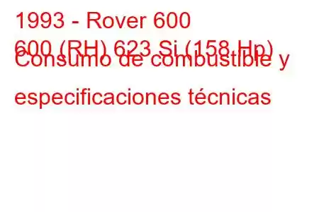 1993 - Rover 600
600 (RH) 623 Si (158 Hp) Consumo de combustible y especificaciones técnicas