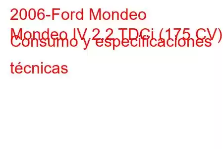 2006-Ford Mondeo
Mondeo IV 2.2 TDCi (175 CV) Consumo y especificaciones técnicas