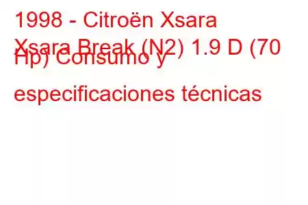 1998 - Citroën Xsara
Xsara Break (N2) 1.9 D (70 Hp) Consumo y especificaciones técnicas