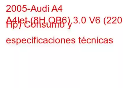 2005-Audi A4
A4let (8H,QB6) 3.0 V6 (220 Hp) Consumo y especificaciones técnicas