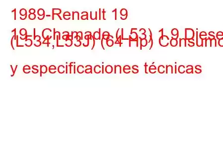 1989-Renault 19
19 I Chamade (L53) 1.9 Diesel (L534,L53J) (64 Hp) Consumo y especificaciones técnicas