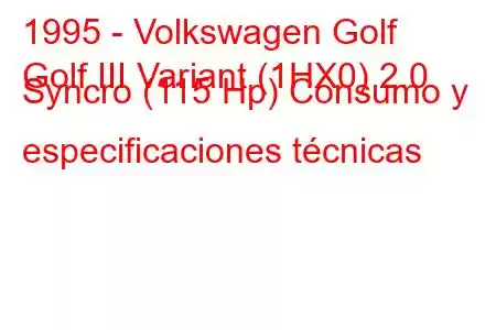 1995 - Volkswagen Golf
Golf III Variant (1HX0) 2.0 Syncro (115 Hp) Consumo y especificaciones técnicas