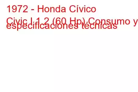 1972 - Honda Cívico
Civic I 1.2 (60 Hp) Consumo y especificaciones técnicas