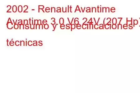 2002 - Renault Avantime
Avantime 3.0 V6 24V (207 Hp) Consumo y especificaciones técnicas