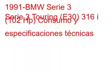 1991-BMW Serie 3
Serie 3 Touring (E30) 316 i (102 Hp) Consumo y especificaciones técnicas