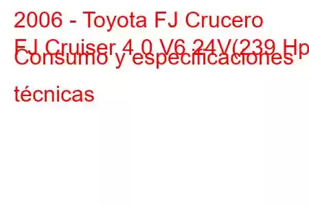 2006 - Toyota FJ Crucero
FJ Cruiser 4.0 V6 24V(239 Hp) Consumo y especificaciones técnicas