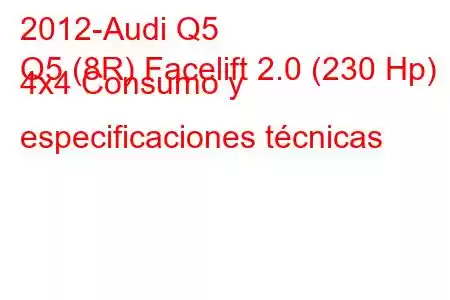 2012-Audi Q5
Q5 (8R) Facelift 2.0 (230 Hp) 4x4 Consumo y especificaciones técnicas