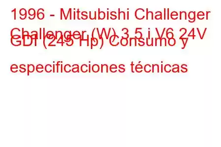 1996 - Mitsubishi Challenger
Challenger (W) 3.5 i V6 24V GDI (245 Hp) Consumo y especificaciones técnicas