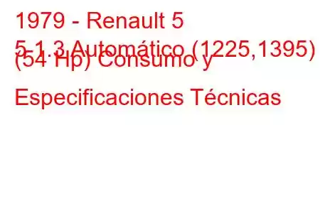 1979 - Renault 5
5 1.3 Automático (1225,1395) (54 Hp) Consumo y Especificaciones Técnicas