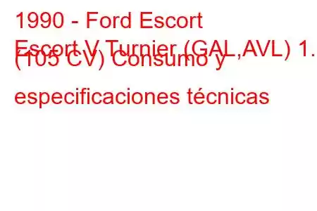 1990 - Ford Escort
Escort V Turnier (GAL,AVL) 1.6 (105 CV) Consumo y especificaciones técnicas