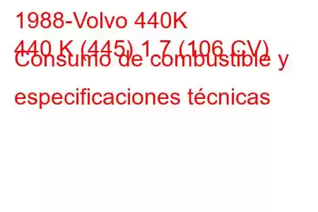 1988-Volvo 440K
440 K (445) 1.7 (106 CV) Consumo de combustible y especificaciones técnicas