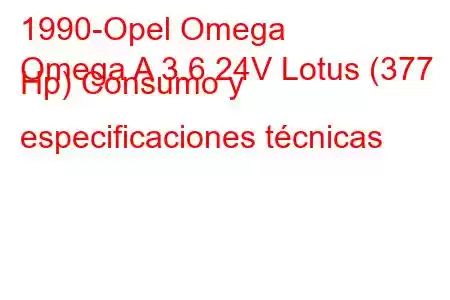 1990-Opel Omega
Omega A 3.6 24V Lotus (377 Hp) Consumo y especificaciones técnicas