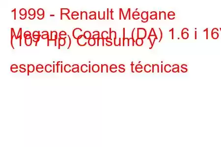 1999 - Renault Mégane
Megane Coach I (DA) 1.6 i 16V (107 Hp) Consumo y especificaciones técnicas