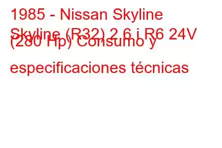 1985 - Nissan Skyline
Skyline (R32) 2.6 i R6 24V (280 Hp) Consumo y especificaciones técnicas