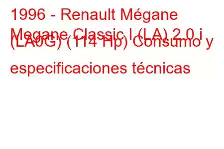 1996 - Renault Mégane
Megane Classic I (LA) 2.0 i (LA0G) (114 Hp) Consumo y especificaciones técnicas