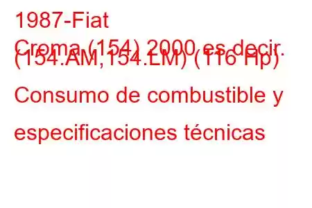 1987-Fiat
Croma (154) 2000 es decir. (154.AM,154.LM) (116 Hp) Consumo de combustible y especificaciones técnicas