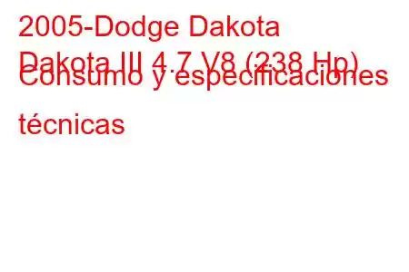 2005-Dodge Dakota
Dakota III 4.7 V8 (238 Hp) Consumo y especificaciones técnicas