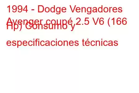 1994 - Dodge Vengadores
Avenger coupé 2.5 V6 (166 Hp) Consumo y especificaciones técnicas