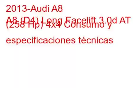 2013-Audi A8
A8 (D4) Long Facelift 3.0d AT (258 Hp) 4x4 Consumo y especificaciones técnicas