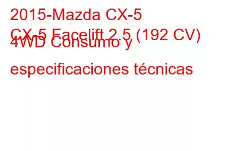 2015-Mazda CX-5
CX-5 Facelift 2.5 (192 CV) 4WD Consumo y especificaciones técnicas