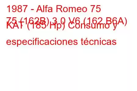 1987 - Alfa Romeo 75
75 (162B) 3.0 V6 (162.B6A) KAT (185 Hp) Consumo y especificaciones técnicas