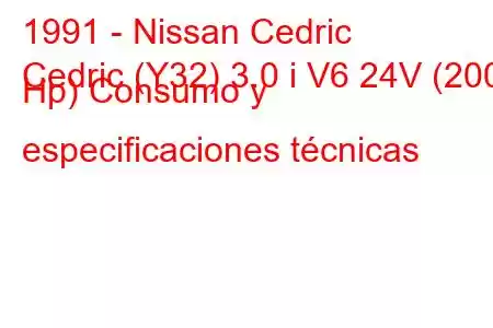 1991 - Nissan Cedric
Cedric (Y32) 3.0 i V6 24V (200 Hp) Consumo y especificaciones técnicas