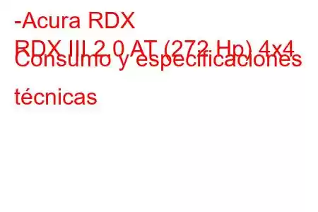 -Acura RDX
RDX III 2.0 AT (272 Hp) 4x4 Consumo y especificaciones técnicas