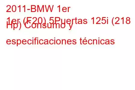 2011-BMW 1er
1er (F20) 5Puertas 125i (218 Hp) Consumo y especificaciones técnicas