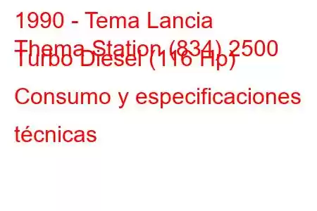 1990 - Tema Lancia
Thema Station (834) 2500 Turbo Diesel (116 Hp) Consumo y especificaciones técnicas