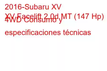 2016-Subaru XV
XV Facelift 2.0d MT (147 Hp) 4WD Consumo y especificaciones técnicas