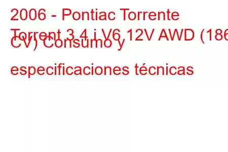 2006 - Pontiac Torrente
Torrent 3.4 i V6 12V AWD (186 CV) Consumo y especificaciones técnicas