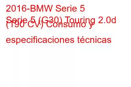 2016-BMW Serie 5
Serie 5 (G30) Touring 2.0d (190 CV) Consumo y especificaciones técnicas