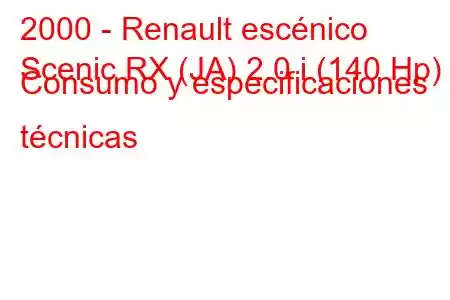 2000 - Renault escénico
Scenic RX (JA) 2.0 i (140 Hp) Consumo y especificaciones técnicas