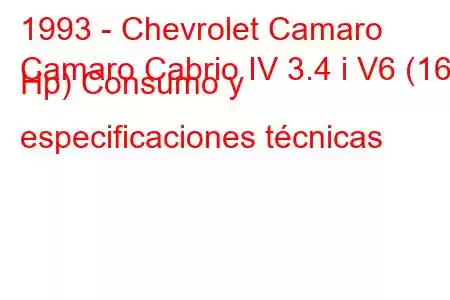 1993 - Chevrolet Camaro
Camaro Cabrio IV 3.4 i V6 (162 Hp) Consumo y especificaciones técnicas