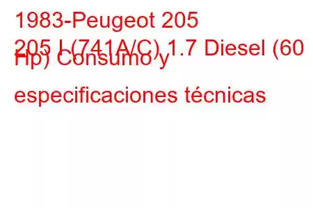 1983-Peugeot 205
205 I (741A/C) 1.7 Diesel (60 Hp) Consumo y especificaciones técnicas