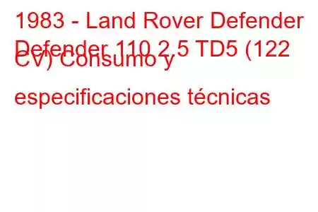 1983 - Land Rover Defender
Defender 110 2.5 TD5 (122 CV) Consumo y especificaciones técnicas