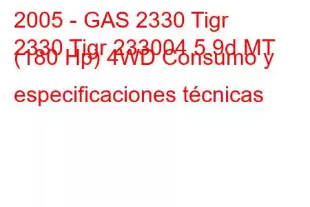 2005 - GAS 2330 Tigr
2330 Tigr 233004 5.9d MT (180 Hp) 4WD Consumo y especificaciones técnicas